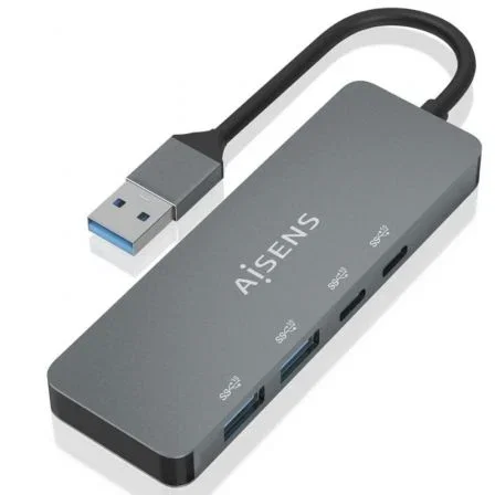 Aisens Hub USB 3.2 Gen2 10G A106-0696 / 2xUSB-A / 2xUSB Tipo-C / Gris / 15cm Aisens Hub USB 3.2 Gen2 10G A106-0696 / 2xUSB-A / 2xUSB Tipo-C / Gris / 15cm